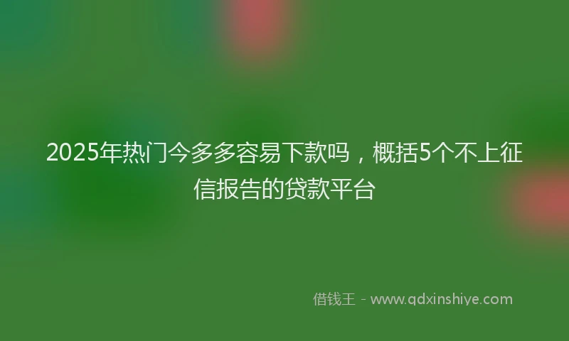 2025年热门今多多容易下款吗，概括5个不上征信报告的贷款平台