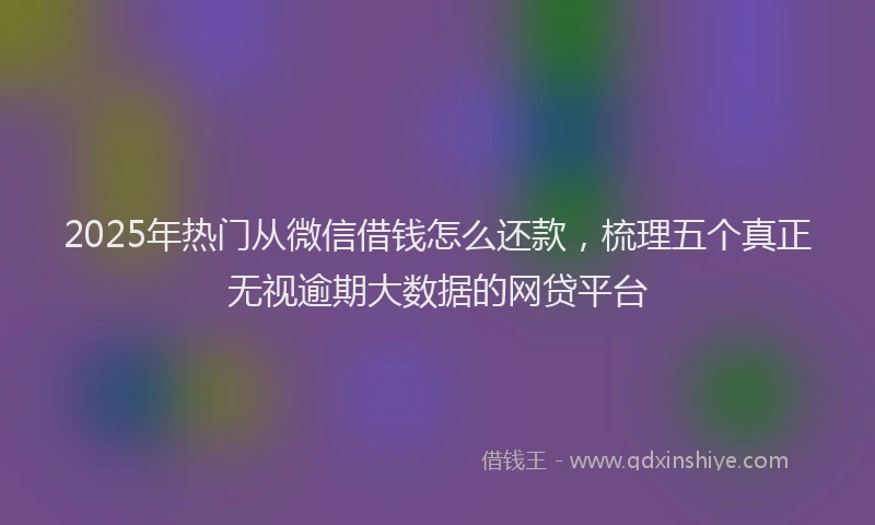 2025年热门从微信借钱怎么还款，梳理五个真正无视逾期大数据的网贷平台