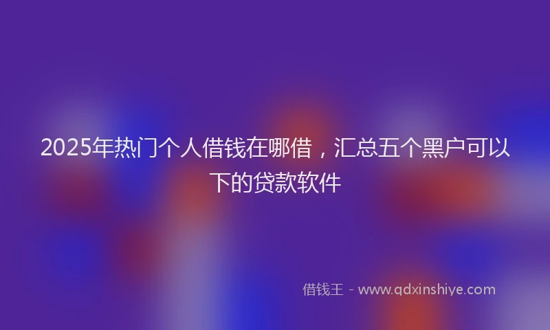 2025年热门个人借钱在哪借，汇总五个黑户可以下的贷款软件