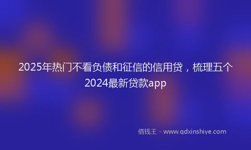 2025年热门不看负债和征信的信用贷，梳理五个2024最新贷款app