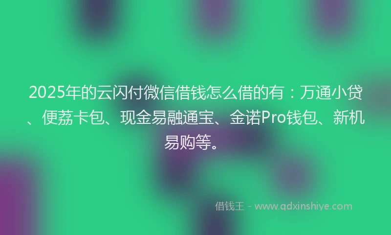 2025年的云闪付微信借钱怎么借的有：万通小贷、便荔卡包、现金易融通宝、金诺Pro钱包、新机易购等。