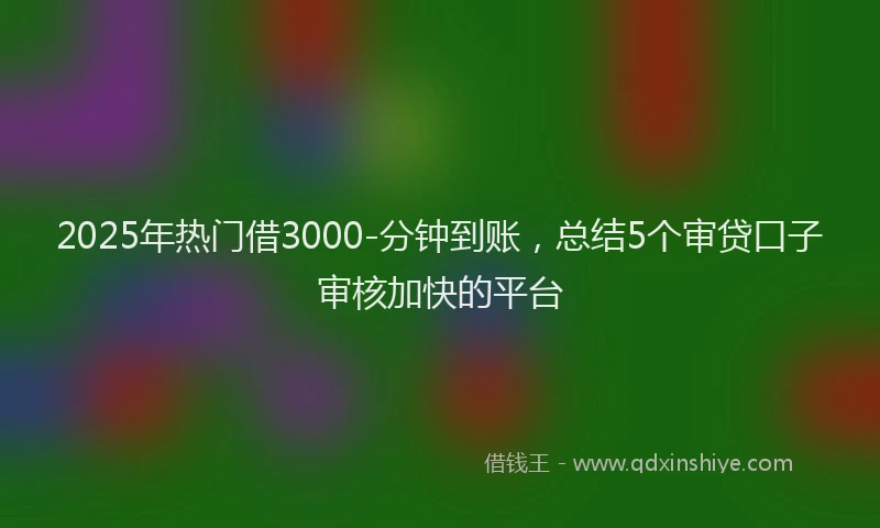 2025年热门借3000-分钟到账，总结5个审贷口子审核加快的平台