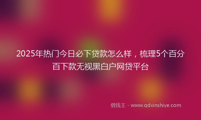2025年热门今日必下贷款怎么样，梳理5个百分百下款无视黑白户网贷平台