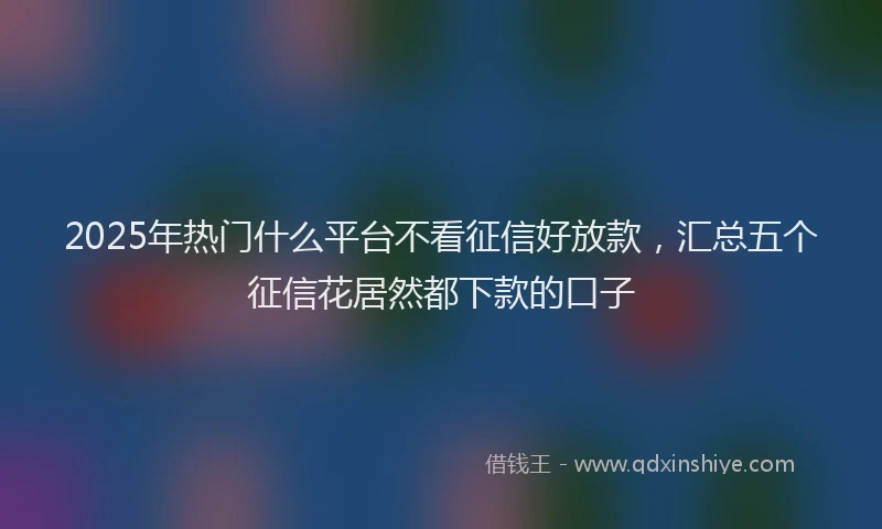 2025年热门什么平台不看征信好放款，汇总五个征信花居然都下款的口子