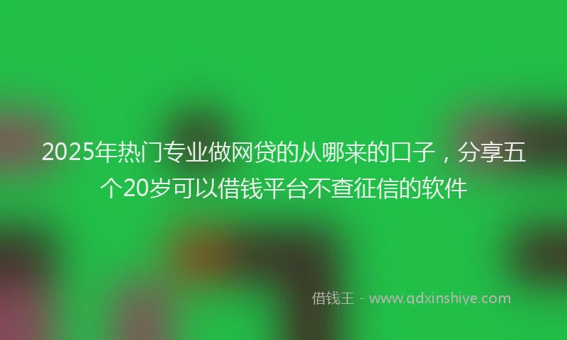 2025年热门专业做网贷的从哪来的口子，分享五个20岁可以借钱平台不查征信的软件