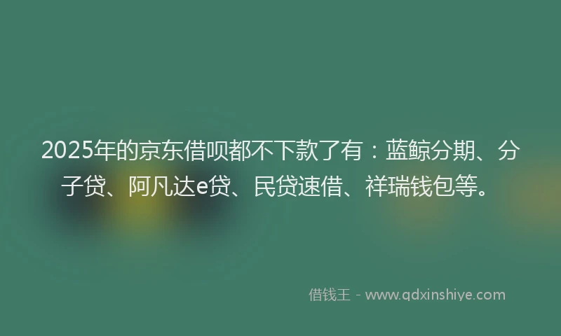2025年的京东借呗都不下款了有：蓝鲸分期、分子贷、阿凡达e贷、民贷速借、祥瑞钱包等。