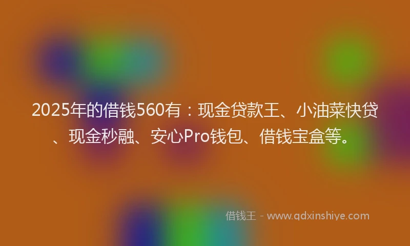 2025年的借钱560有：现金贷款王、小油菜快贷、现金秒融、安心Pro钱包、借钱宝盒等。