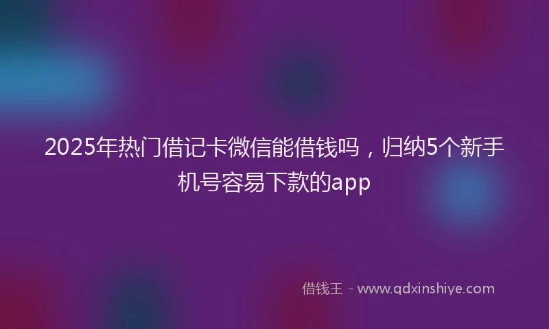 2025年热门借记卡微信能借钱吗，归纳5个新手机号容易下款的app