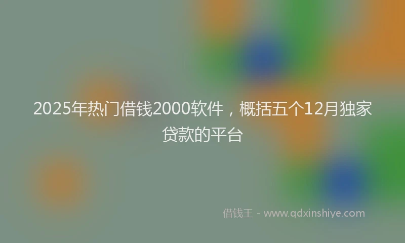 2025年热门借钱2000软件，概括五个12月独家贷款的平台
