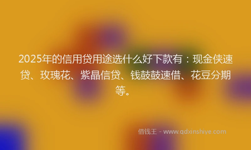 2025年的信用贷用途选什么好下款有：现金侠速贷、玫瑰花、紫晶信贷、钱鼓鼓速借、花豆分期等。