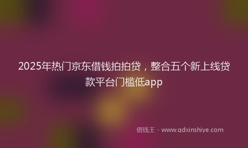 2025年热门京东借钱拍拍贷，整合五个新上线贷款平台门槛低app