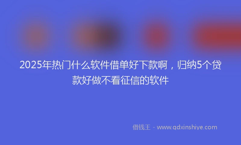 2025年热门什么软件借单好下款啊，归纳5个贷款好做不看征信的软件