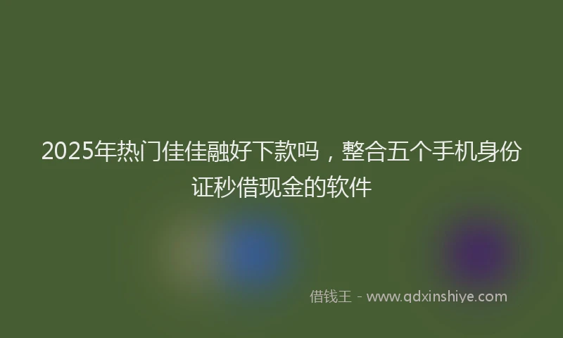 2025年热门佳佳融好下款吗，整合五个手机身份证秒借现金的软件
