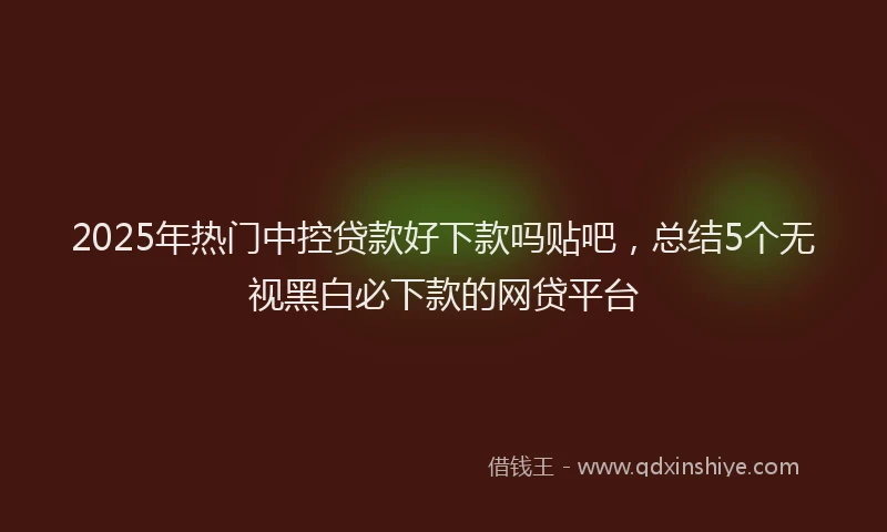 2025年热门中控贷款好下款吗贴吧，总结5个无视黑白必下款的网贷平台