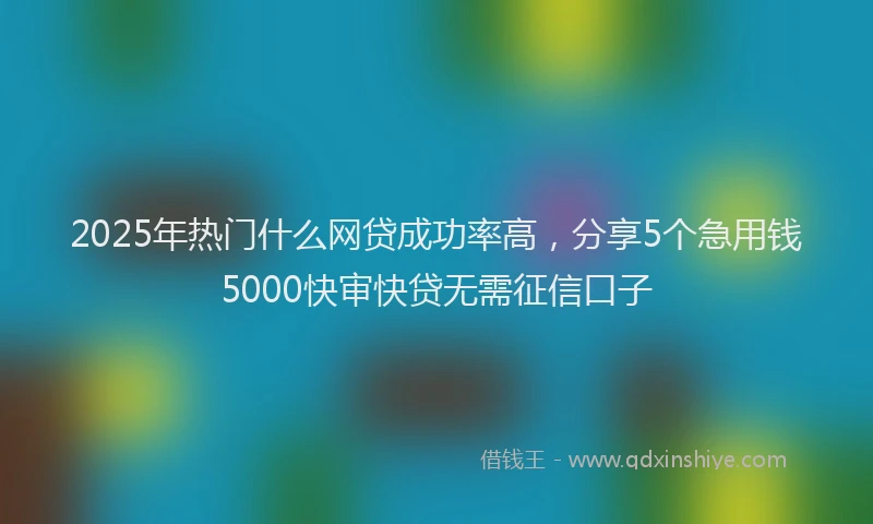 2025年热门什么网贷成功率高，分享5个急用钱5000快审快贷无需征信口子