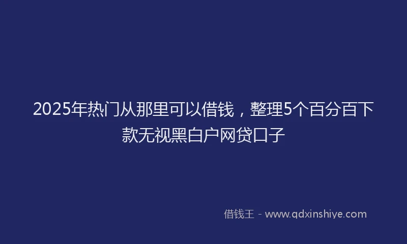 2025年热门从那里可以借钱，整理5个百分百下款无视黑白户网贷口子