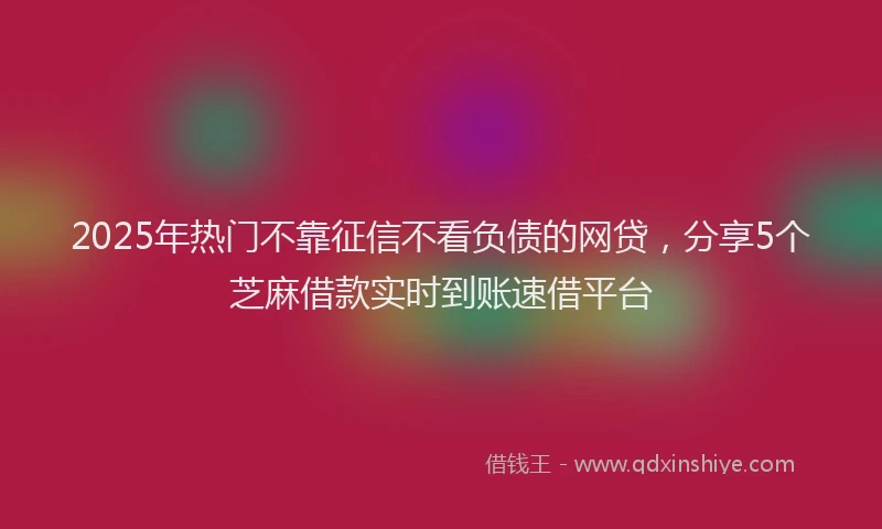2025年热门不靠征信不看负债的网贷，分享5个芝麻借款实时到账速借平台