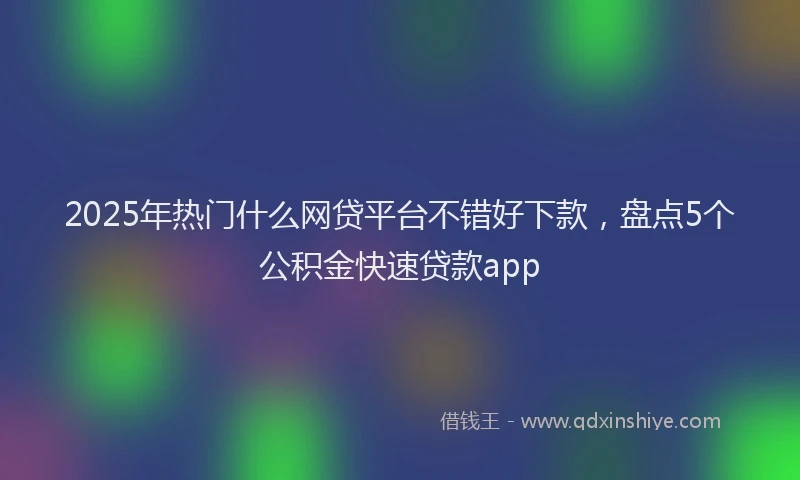 2025年热门什么网贷平台不错好下款，盘点5个公积金快速贷款app