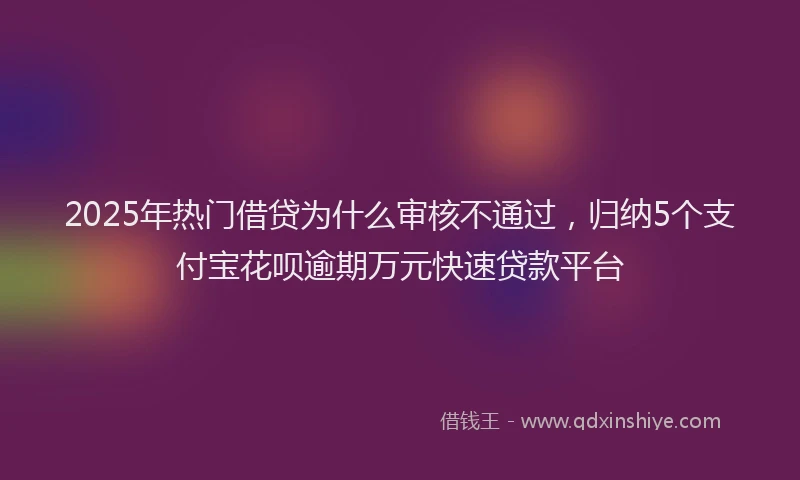 2025年热门借贷为什么审核不通过，归纳5个支付宝花呗逾期万元快速贷款平台