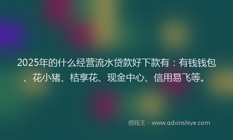 2025年的什么经营流水贷款好下款有：有钱钱包、花小猪、桔享花、现金中心、信用易飞等。