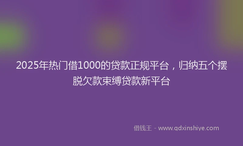 2025年热门借1000的贷款正规平台，归纳五个摆脱欠款束缚贷款新平台