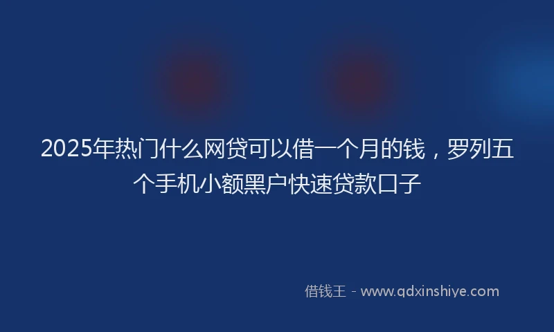 2025年热门什么网贷可以借一个月的钱，罗列五个手机小额黑户快速贷款口子