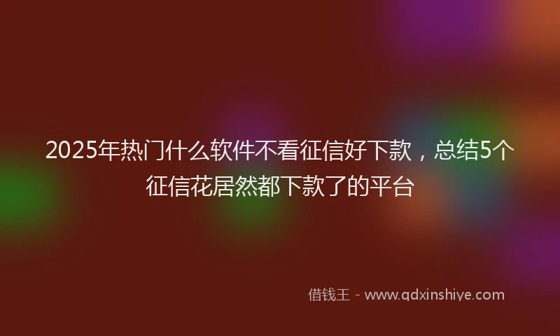 2025年热门什么软件不看征信好下款，总结5个征信花居然都下款了的平台