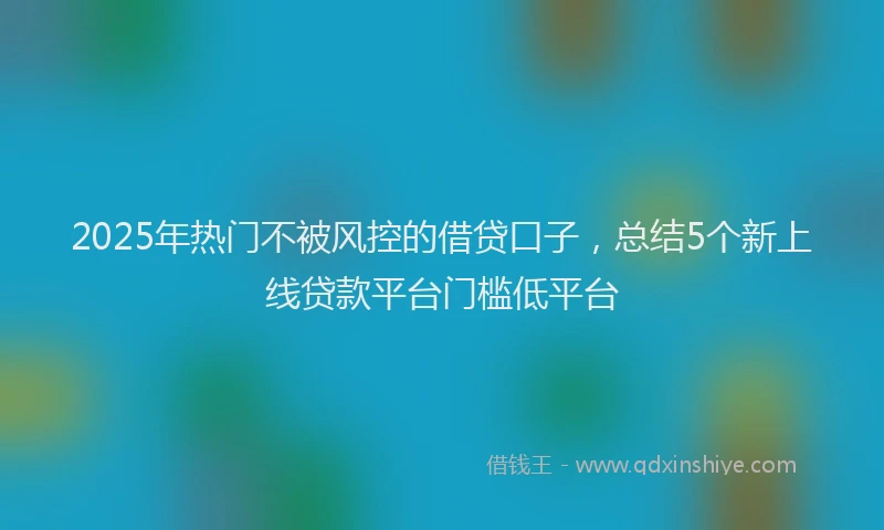 2025年热门不被风控的借贷口子，总结5个新上线贷款平台门槛低平台