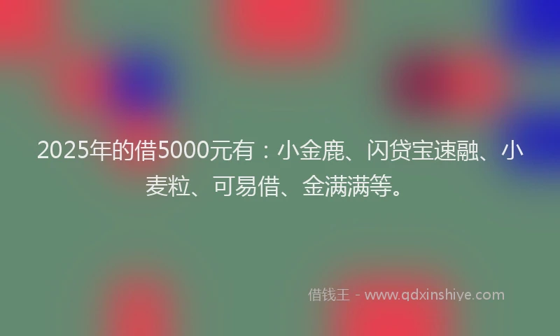 2025年的借5000元有：小金鹿、闪贷宝速融、小麦粒、可易借、金满满等。