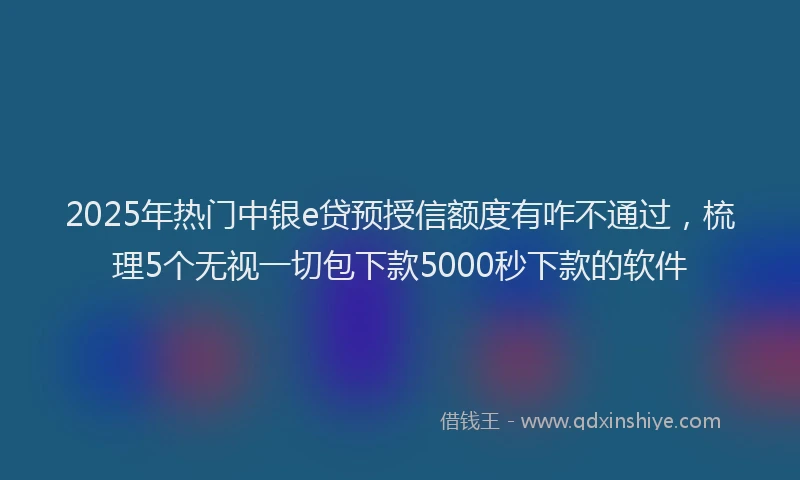 2025年热门中银e贷预授信额度有咋不通过，梳理5个无视一切包下款5000秒下款的软件