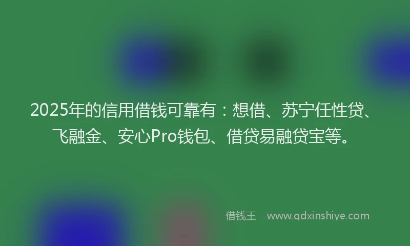 2025年的信用借钱可靠有：想借、苏宁任性贷、飞融金、安心Pro钱包、借贷易融贷宝等。