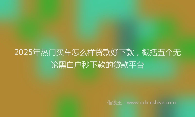 2025年热门买车怎么样贷款好下款，概括五个无论黑白户秒下款的贷款平台