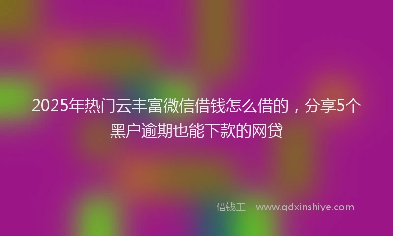 2025年热门云丰富微信借钱怎么借的，分享5个黑户逾期也能下款的网贷