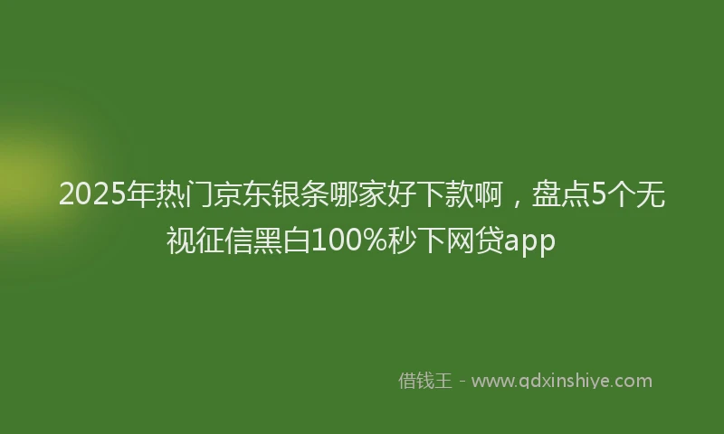 2025年热门京东银条哪家好下款啊，盘点5个无视征信黑白100%秒下网贷app