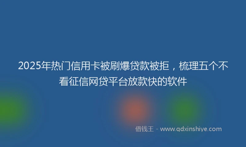 2025年热门信用卡被刷爆贷款被拒，梳理五个不看征信网贷平台放款快的软件