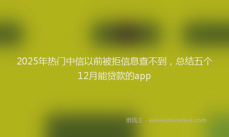 2025年热门中信以前被拒信息查不到，总结五个12月能贷款的app