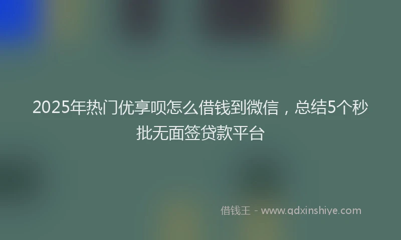 2025年热门优享呗怎么借钱到微信，总结5个秒批无面签贷款平台