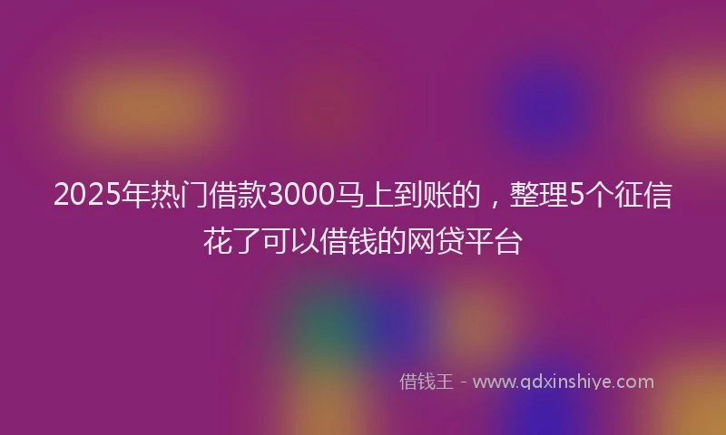 2025年热门借款3000马上到账的，整理5个征信花了可以借钱的网贷平台