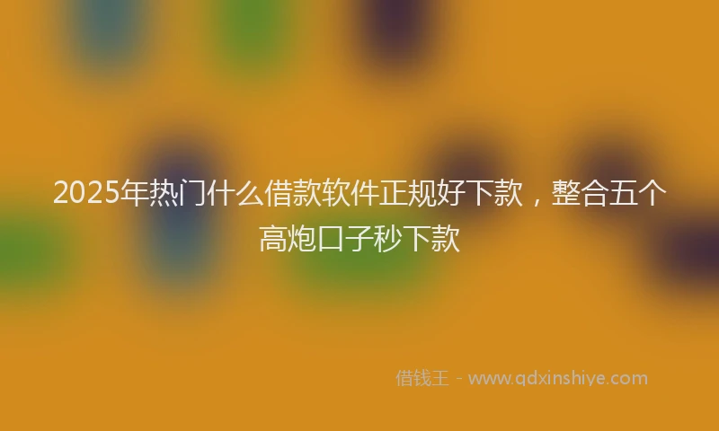 2025年热门什么借款软件正规好下款，整合五个高炮口子秒下款