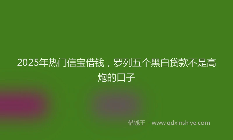 2025年热门信宝借钱，罗列五个黑白贷款不是高炮的口子