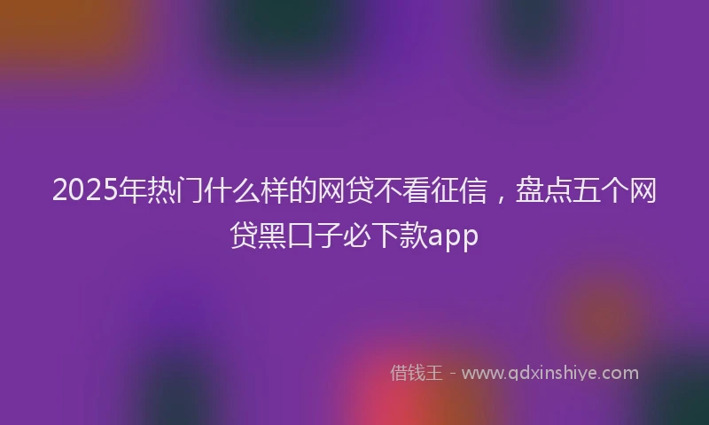 2025年热门什么样的网贷不看征信，盘点五个网贷黑口子必下款app