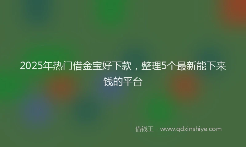 2025年热门借金宝好下款，整理5个最新能下来钱的平台