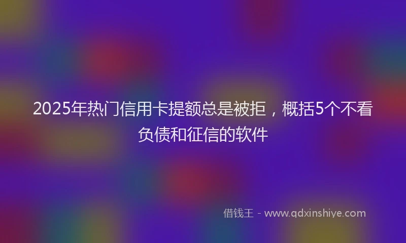2025年热门信用卡提额总是被拒，概括5个不看负债和征信的软件
