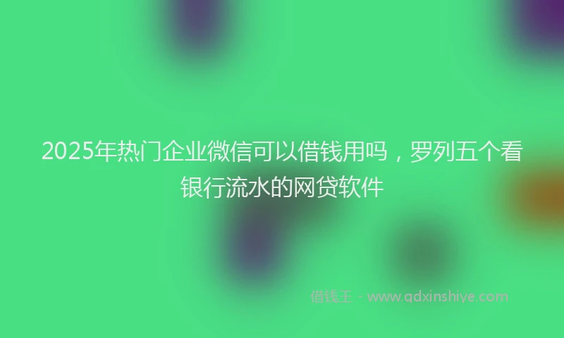 2025年热门企业微信可以借钱用吗，罗列五个看银行流水的网贷软件