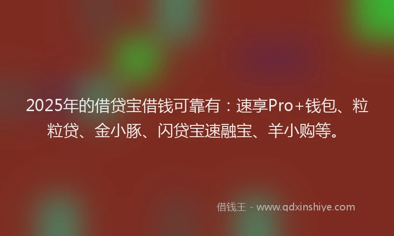 2025年的借贷宝借钱可靠有：速享Pro+钱包、粒粒贷、金小豚、闪贷宝速融宝、羊小购等。