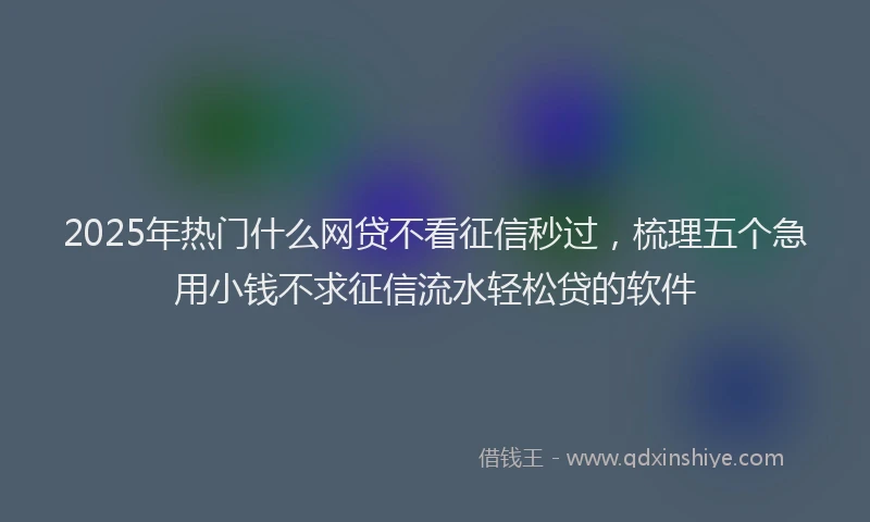 2025年热门什么网贷不看征信秒过，梳理五个急用小钱不求征信流水轻松贷的软件