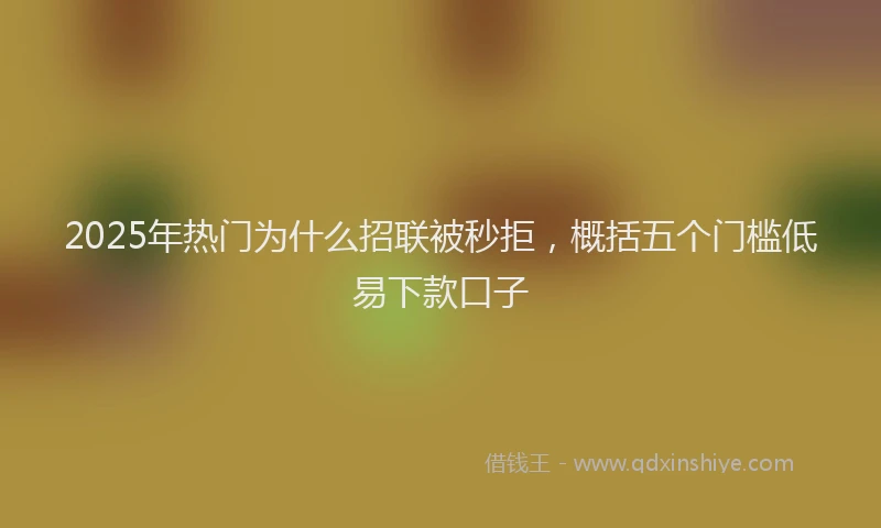 2025年热门为什么招联被秒拒，概括五个门槛低易下款口子