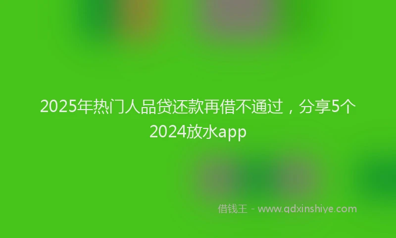 2025年热门人品贷还款再借不通过，分享5个2024放水app