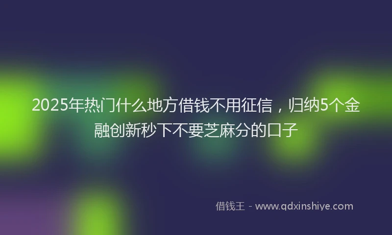2025年热门什么地方借钱不用征信，归纳5个金融创新秒下不要芝麻分的口子
