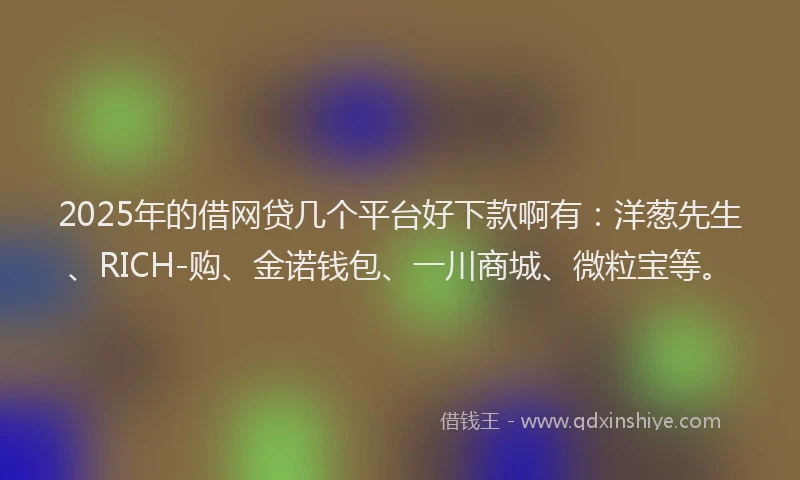 2025年的借网贷几个平台好下款啊有：洋葱先生、RICH-购、金诺钱包、一川商城、微粒宝等。